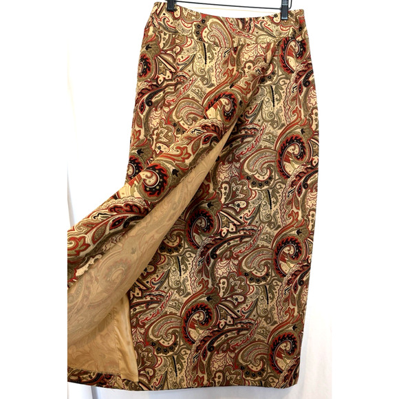 Peck & Peck Silk Paisley Wrap Maxi Skirt Size 6 Old Money Quiet Luxury Preppy - Picture 4 of 11